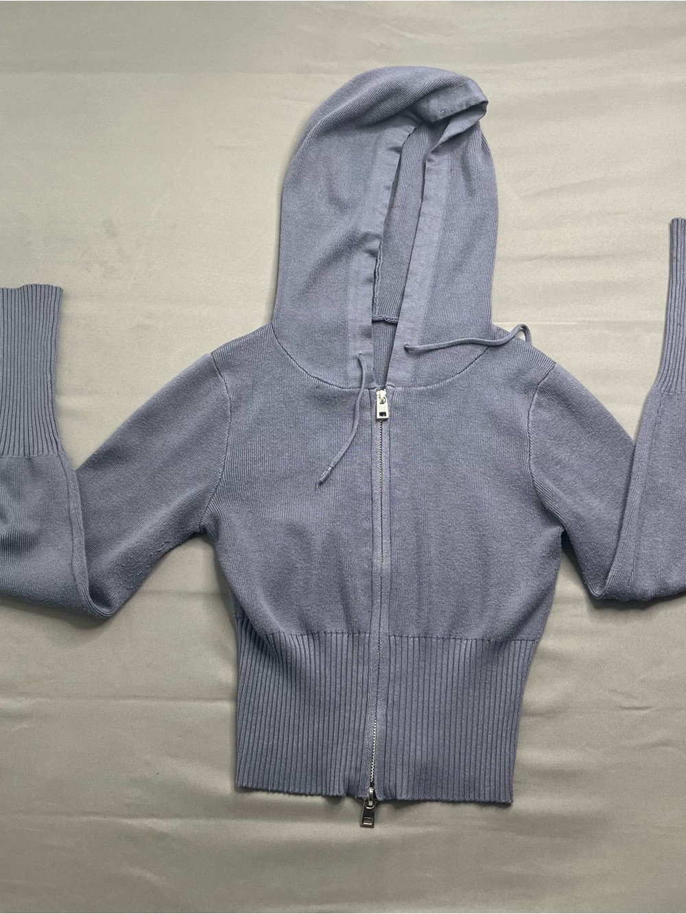 Light Lavender Hooded Zip Sweater - Women